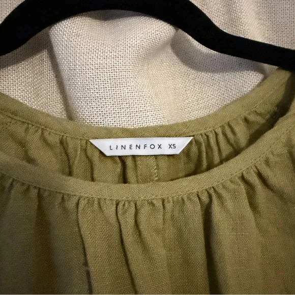 Linenfox Olive Green Agata Linen Dress - Picture 5 of 6